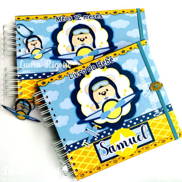 Combo Livro do Bebê + Álbum 12 meses Urso Aviador
