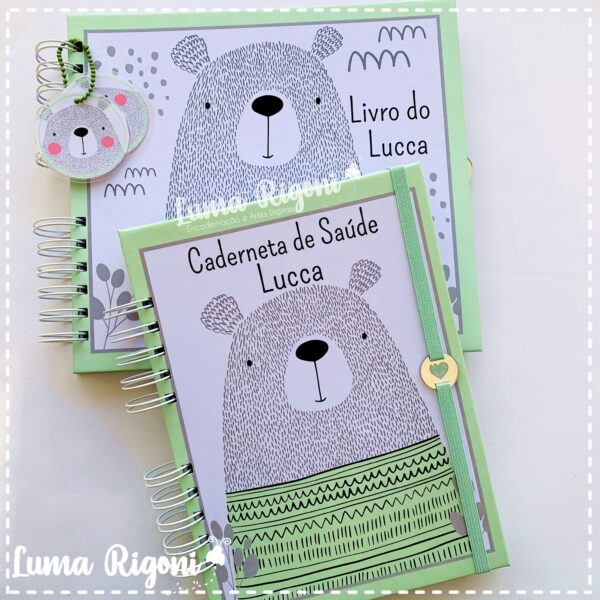 Combo Livro do Bebê + Caderneta de Vacina Urso Minimalista