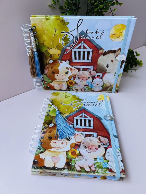 Combo Livro do Bebê + Caderneta de Vacina Fazendinha