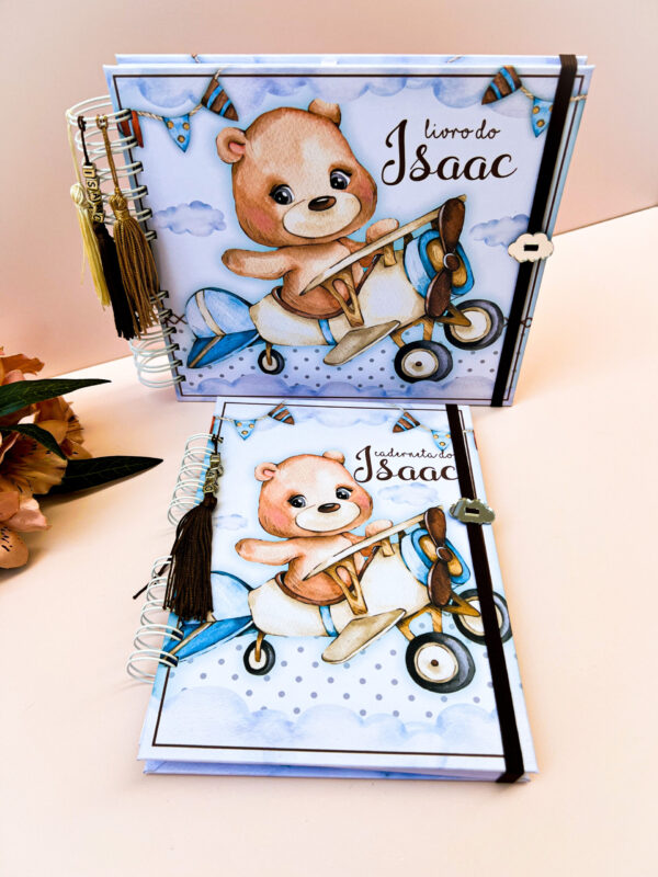 Combo Livro do Bebê + Caderneta de Vacina Urso Aviador