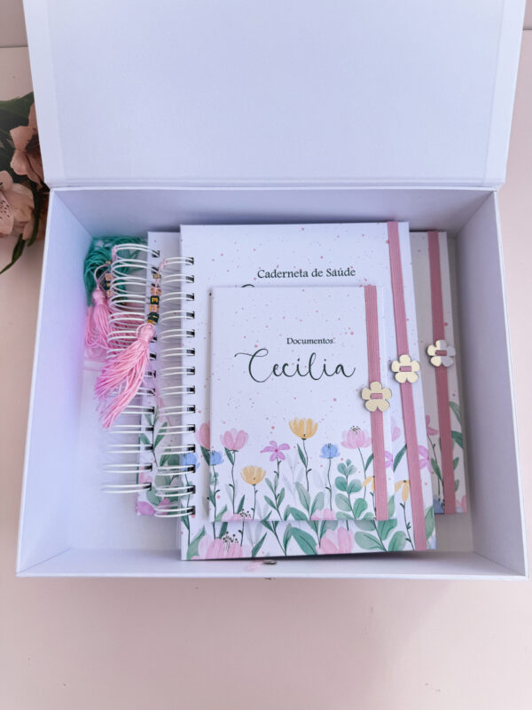 Combo Caixa + Livro do Bebê + Caderneta  Floral Cecília - Imagem 2