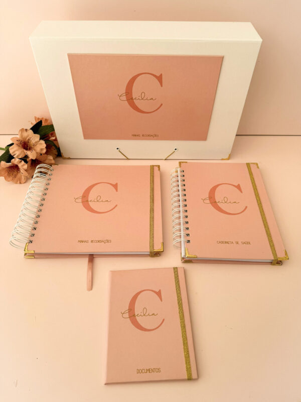 Combo Maternidade Afetiva Memórias - Rosa Chá com Dourado - Imagem 4