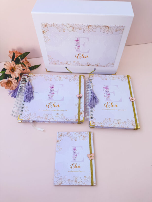 Combo Maternidade Afetiva Memórias - Floral Dourado com Lilás