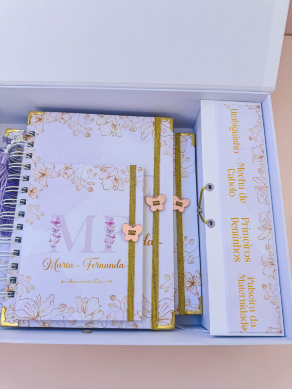 Combo Maternidade Afetiva Memórias - Floral Dourado com Lilás - Imagem 2
