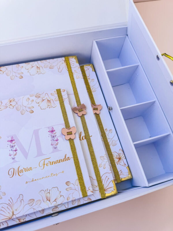 Combo Maternidade Afetiva Memórias - Floral Dourado com Lilás - Imagem 3