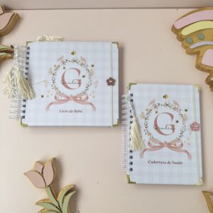 Combo Livro do Bebê + Caderneta de Vacina - Monograma Abelhinha