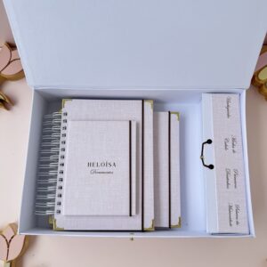 Combo Maternidade Afetiva  - Linho Salmão com Marrom