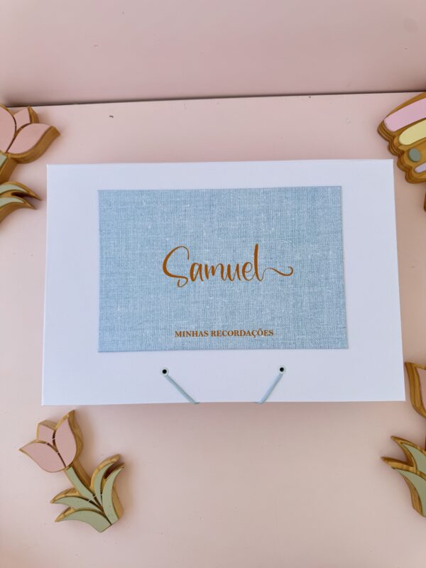 Combo Maternidade Afetiva – Linho azul Claro com Dourado - Imagem 5