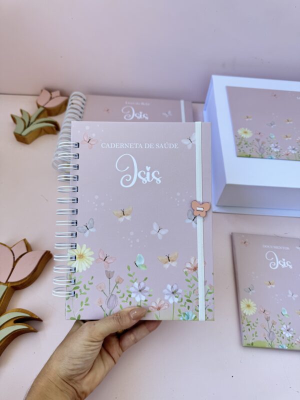 Combo Maternidade Afetiva - Jardim das Borboletas Colorido Fundo Rose - Imagem 6